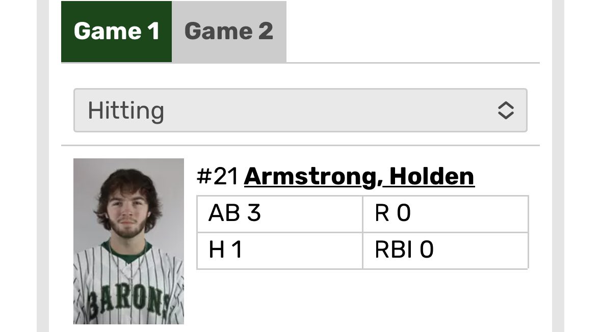 harmstrong_21's tweet photo. 1 for 3 with a line out and a hit to break up the no hitter against Saint Vincent college https://t.co/ImpKF0IM1X