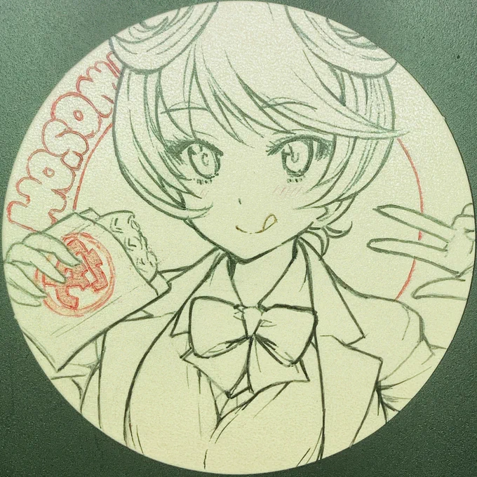 #週末ガルパンお絵描き120分一本勝負20250420ギャル見静子さん描きましたあんこたい焼きでギャル力アップや 