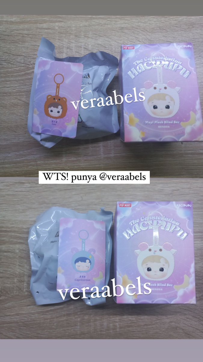veraabels's tweet photo. ⭐️WTS! Hachipupu Zodiac
Leo: 220k Capri: 240k
Check Profile for proof!
What will you get kalo beli di kita? 
-Kejaminan, kepastian dan kepercayaan 🤍 Don’t worry, your babies will arrive safely! 
-Jangan takut kalo mau bawel dan minta video packing! we will surely gain ur trust! https://t.co/vHisQYUrnx