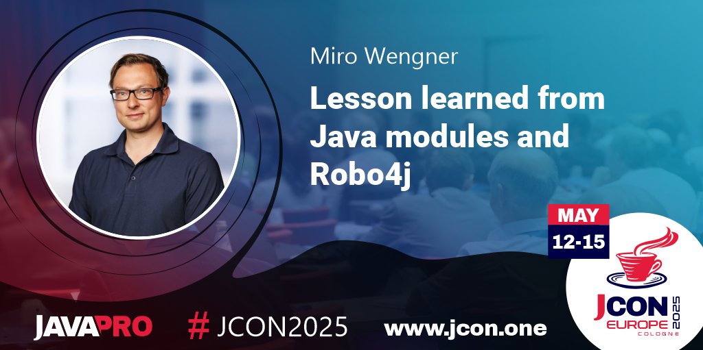 JCON (@jcon_conference) on Twitter photo Excited for #JCON EUROPE 2025? See <a href="/miragemiko/">Miro Wengner</a> at #JCON2025 in Cologne talking about 'Lesson learned from #Java modules and #Robo4j'
Have you ever heard that you can painlessly build #IoT systems using popular #hardware …
Get your free #JUG Ticket: jcon.one Excited for #JCON EUROPE 2025? See <a href="/miragemiko/">Miro Wengner</a> at #JCON2025 in Cologne talking about 'Lesson learned from #Java modules and #Robo4j'
Have you ever heard that you can painlessly build #IoT systems using popular #hardware …
Get your free #JUG Ticket: jcon.one