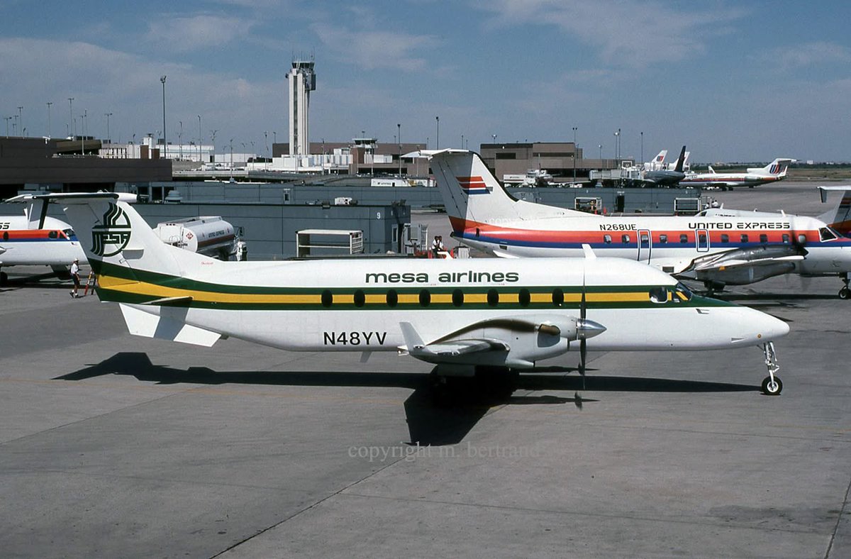 n194at's tweet photo. Mesa Airlines
Beech B1900D N48YV
DEN/KDEN Denver Stapleton Intl Airport (closed)
July 1993
Photo credit Moe Bertrand
#AvGeek #Aviation #Airline #AvGeeks
#Beech #B1900 #MesaAirlines #DEN #Denver #Stapleton https://t.co/uCrxsxSZG6