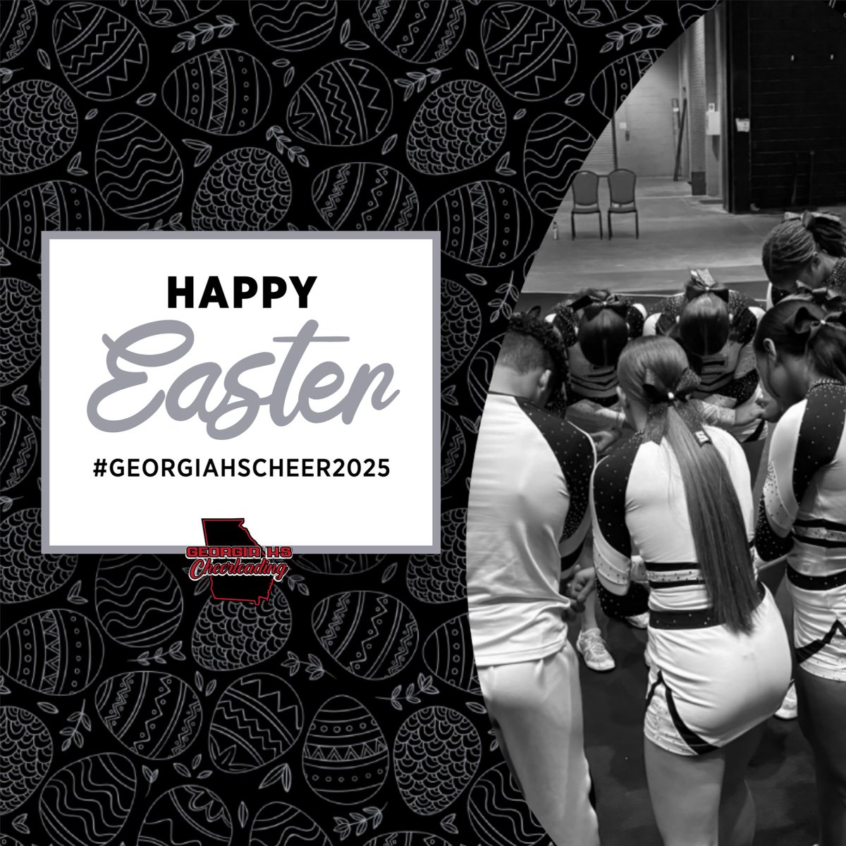 GeorgiaHSCheer's tweet photo. HAPPY EASTER!! 
🖤 ❤️ 📣 🐰
#GeorgiaHSCheer2025 https://t.co/g8jUTvuewE