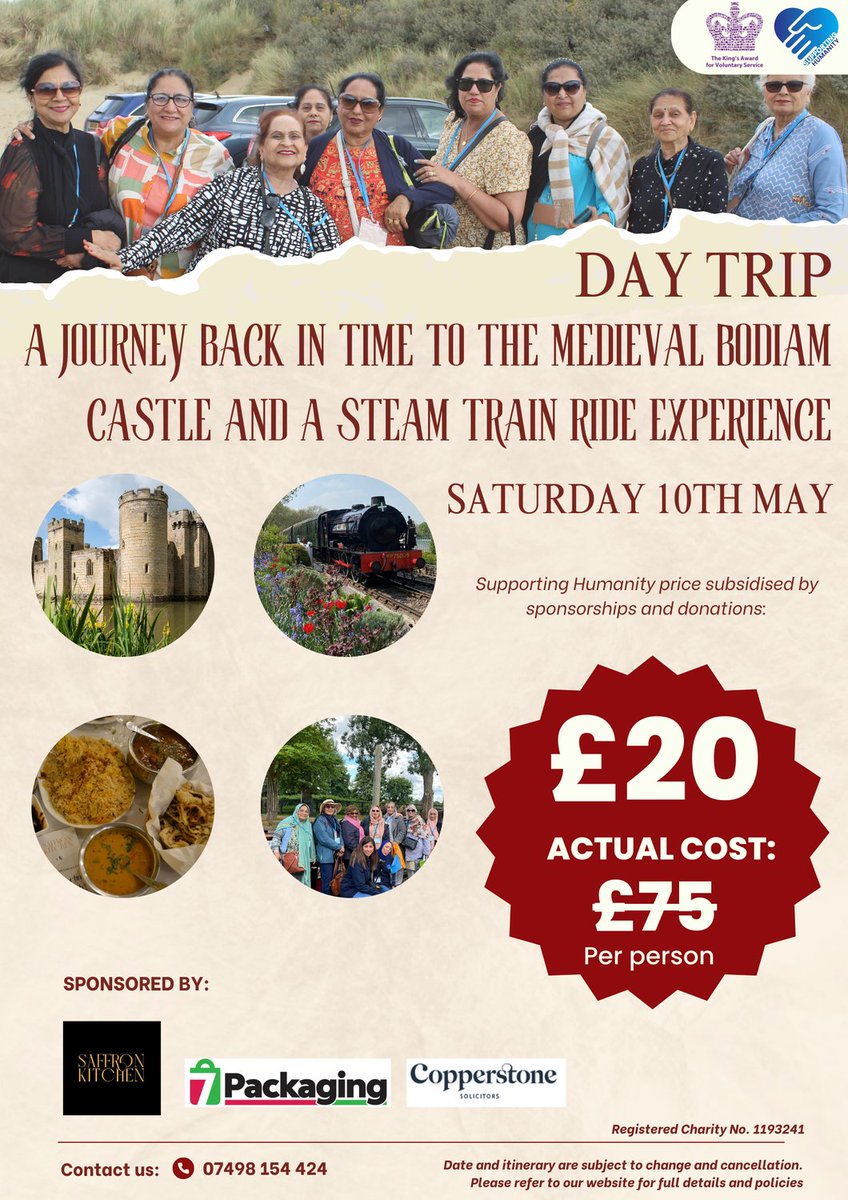 supportingHC's tweet photo. 🚂 Over 65s day trip coming up!  

🏰A journey back in time to the medieval Bodiam Castle and a Steam Train Experience!

Message our Trips team on 07498154424 to secure your spot for an exciting experience at Bodiam Castle! 🏰 https://t.co/8IwhMqGEqf