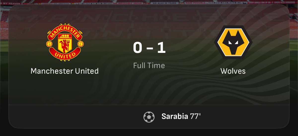 WEFOOTBALL777's tweet photo. 2024-25 PREMIER LEAGUE MATCHWEEK 33
Sun 20 Apr 14:00 UKT - Man United vs Wolves full-time results 
#wefootball777 #football #PremierLeague #EPL #matchweek33  
#mufc #wolves #oldtraffordstadium https://t.co/nyQfFYBmlD