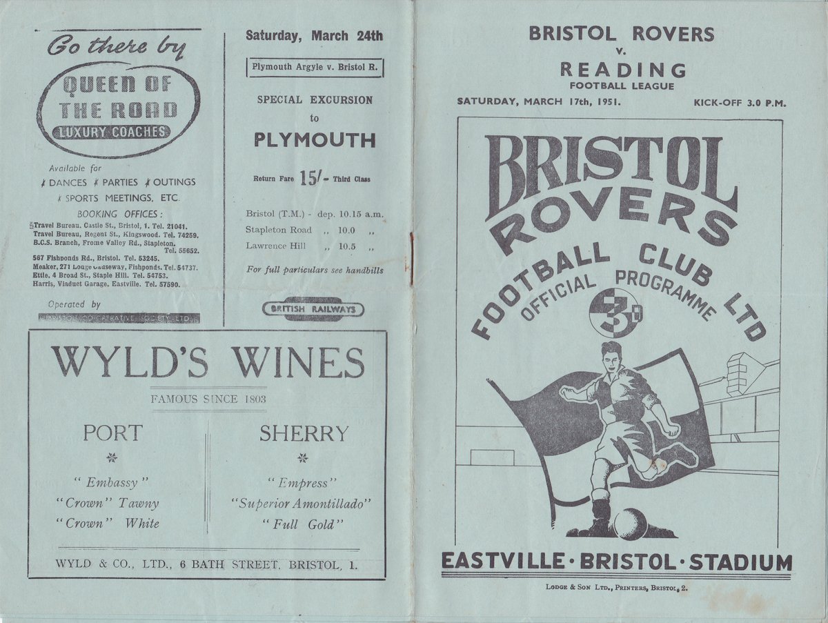 HertsRoyal's tweet image. The last away programme of the season, #UTG v #readingfc at Eastville in March 1951, 4-0 defeat but a 20,882 crowd, following week Ron Blackman hit a HT as we spanked Bristol City 4-2 at Elm Park in front of another 20,000+ crowd @TheTilehurstEnd @cribsie