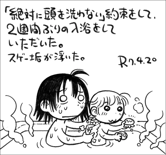【絵日記0420】もう月イチで床屋でシャンプーするしかねえなという感じです。 