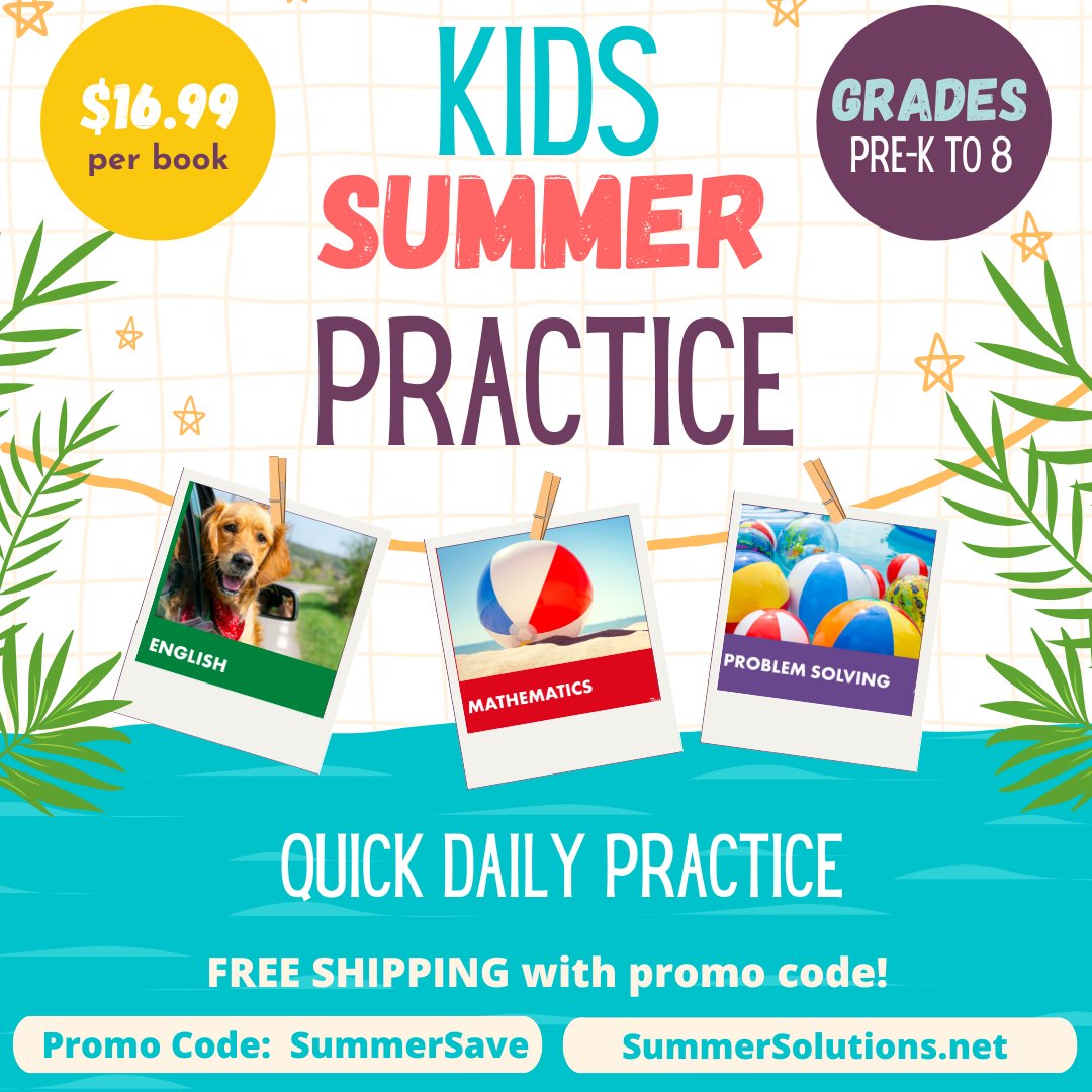 MinutesADay's tweet photo. $16.99 per book PLUS free shipping (with discount code:  SummerSave)  is an affordable way to keep kids academically engaged over the summer. 

https://t.co/9KIikPpcHy
Use promo code:  SummerSave for free shipping on Summer Solutions books.

Offer expires August 31, 2025. https://t.co/Ce5xehH2zw