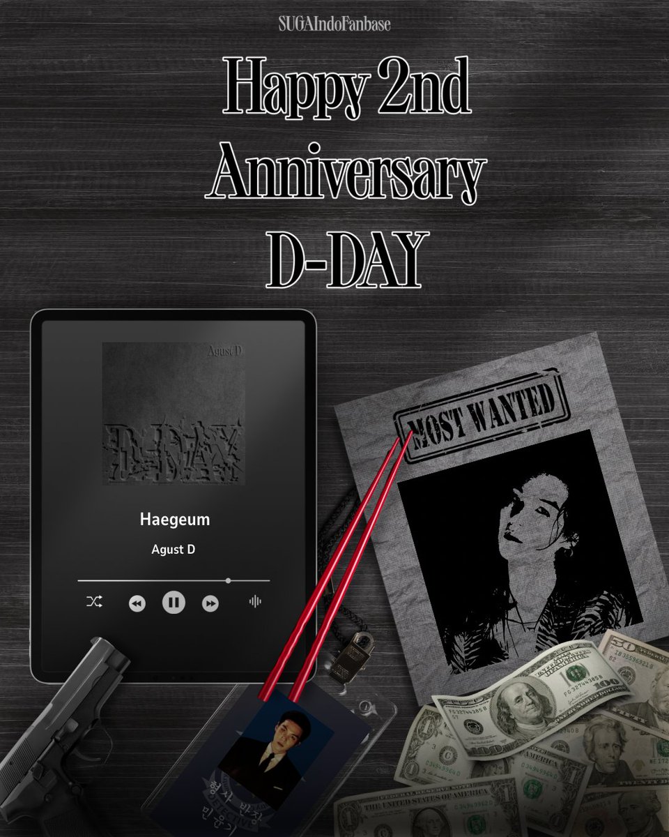 SUGAIndoFanbase's tweet photo. Tepat dua tahun yang lalu, babak terakhir dari Trilogi Agust D dirilis! Mari rayakan dengan menggunakan hastag berikut!

D-DAY GOOD DAY
FUTURES OKAY WITH D-DAY
HAEGEUM 2ND ANNIVERSARY UNLOCKED
#2YearsWithDDay
#2YearsWithHaegeum
#아직도여전히디데이에살아 
#디데이2주년_축하해
#SUGA #방탄소년단슈가 #AgustD #슈가
