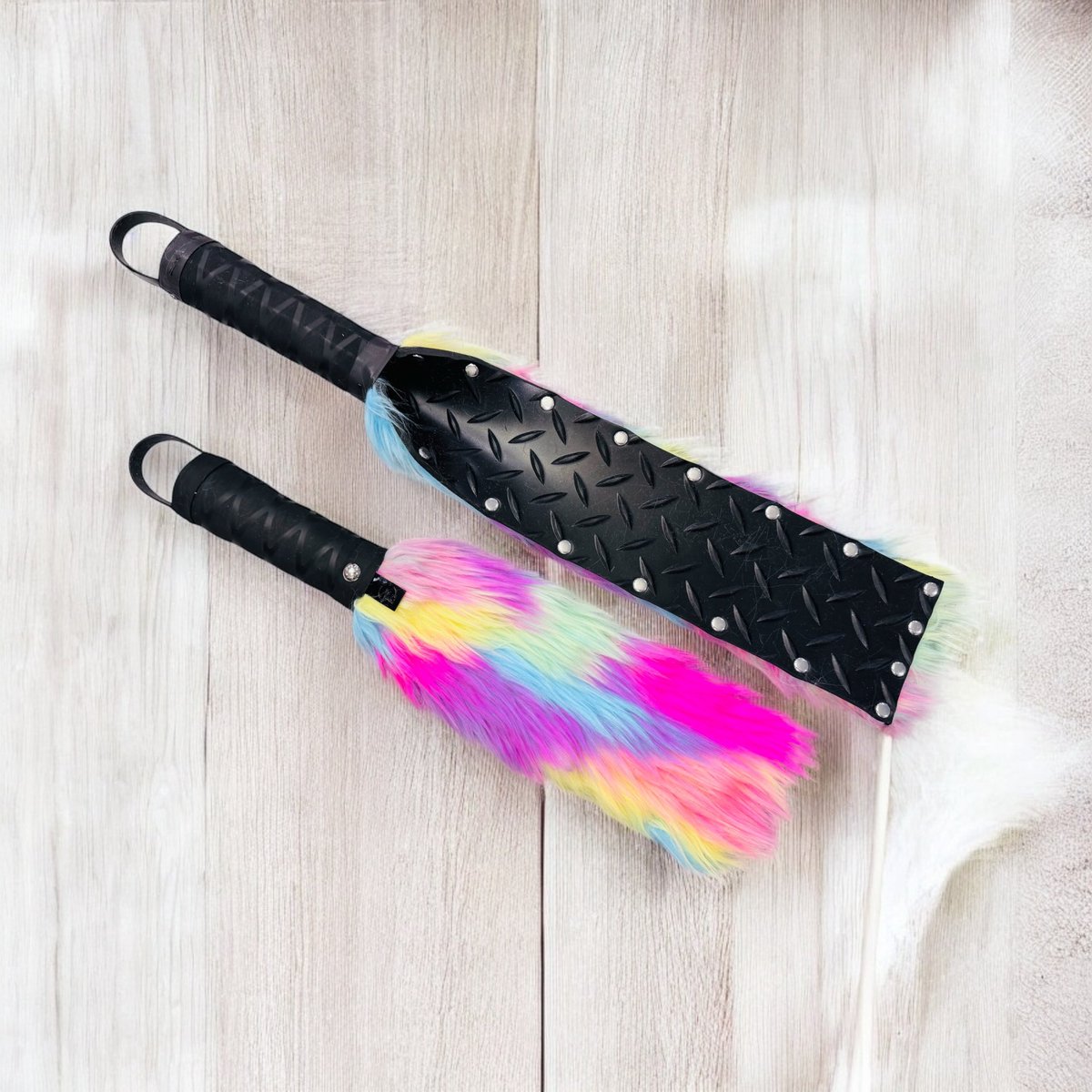 Rubber and fur paddles available. Soft and sensual or super mean. You pick