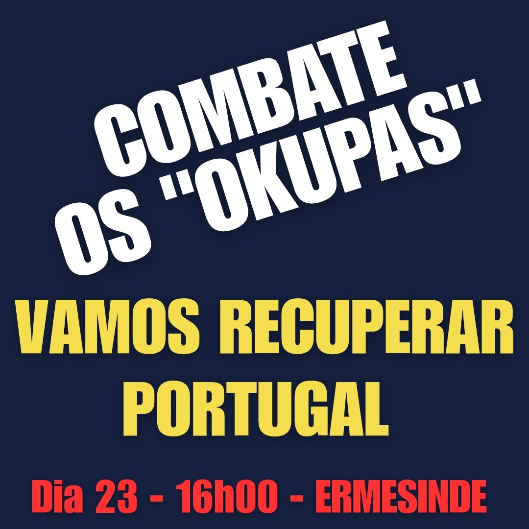 VAMOS RECUPERAR A PROPRIEDADE PRIVADA EM ERMESINDE  

Perante a inacção das autoridades, a cobardia política e a indiferença da Justiça, o partido Alternativa Democrática Nacional (ADN) informa que irá realizar uma vigília em frente à residência ilegalmente ocupada em Ermesinde,