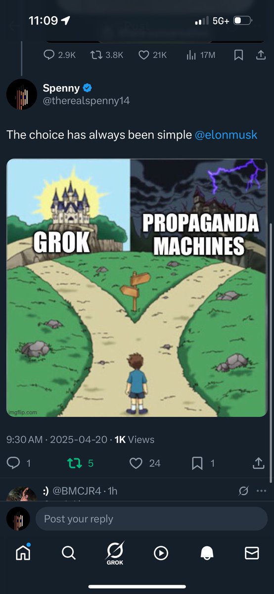 therealspenny14's tweet photo. Normie post smashing 1k views for a small account (me) #crossroad is an amazing meme for them too https://t.co/JFUeiZpl3t