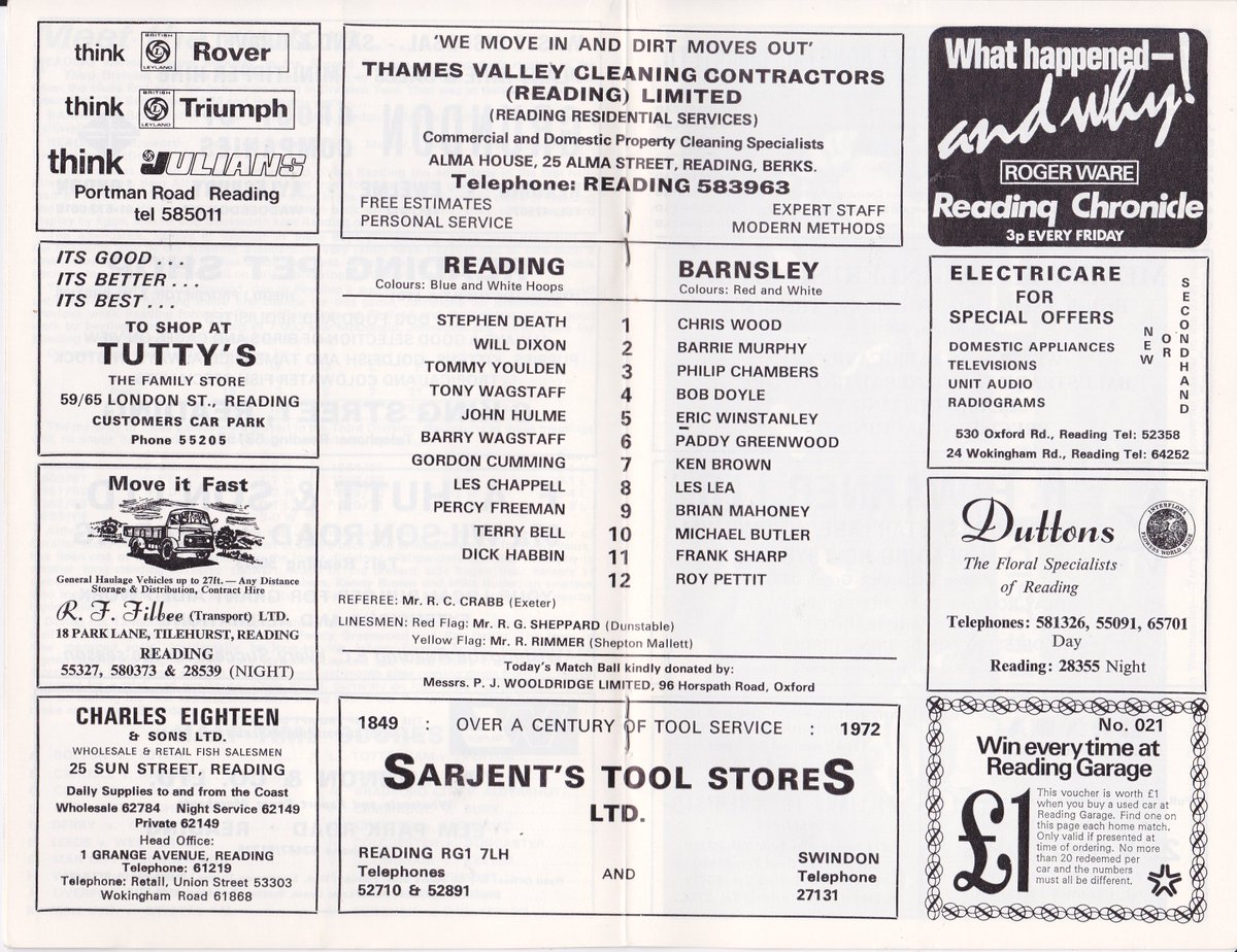 HertsRoyal's tweet image. Final #readingfc home programme v #barnsleyfc, Feb &apos;73 and dour 0-0 draw in keeping with a season when we conceded only 7 league goals at home but 31 away (including 4 each at Bury and Southport), see you next season 🤞 @TheTilehurstEnd @cribsie