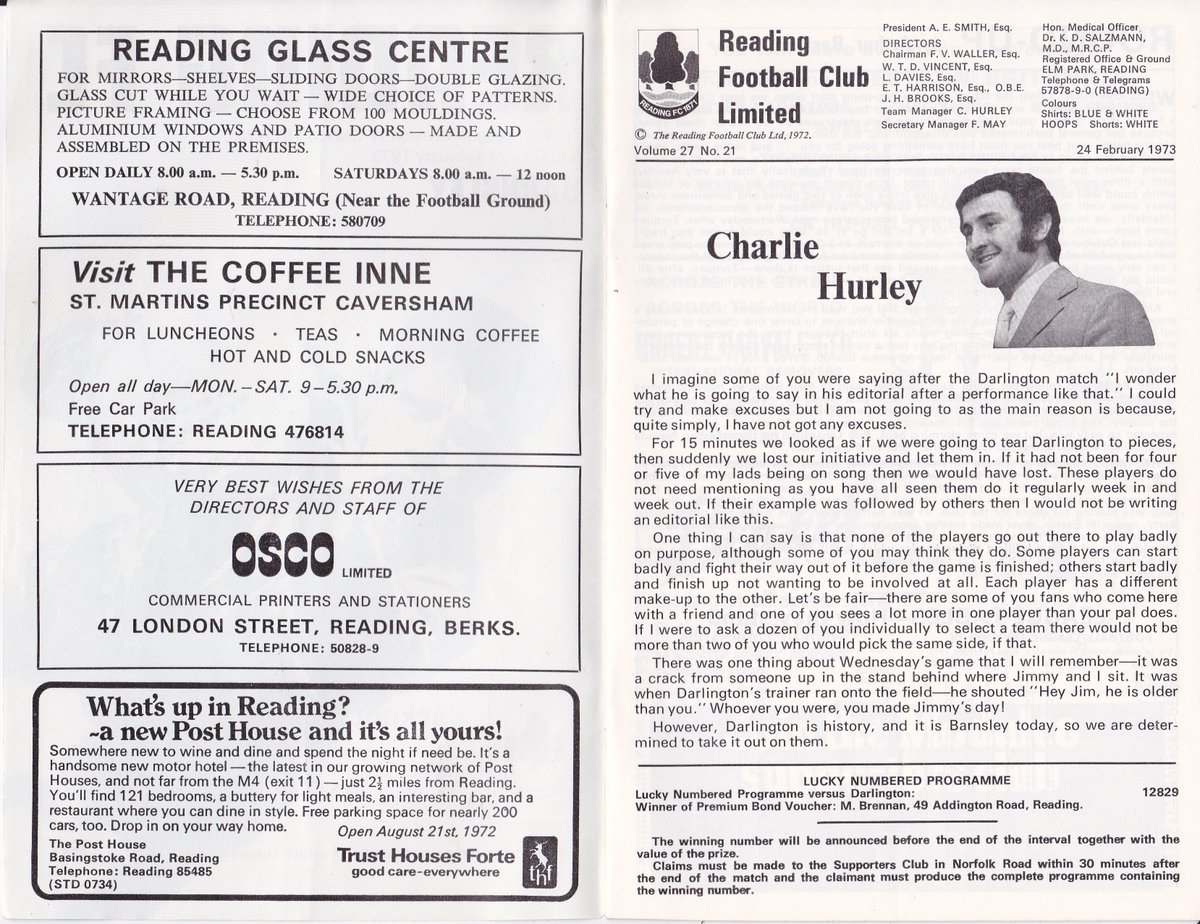 HertsRoyal's tweet image. Final #readingfc home programme v #barnsleyfc, Feb &apos;73 and dour 0-0 draw in keeping with a season when we conceded only 7 league goals at home but 31 away (including 4 each at Bury and Southport), see you next season 🤞 @TheTilehurstEnd @cribsie
