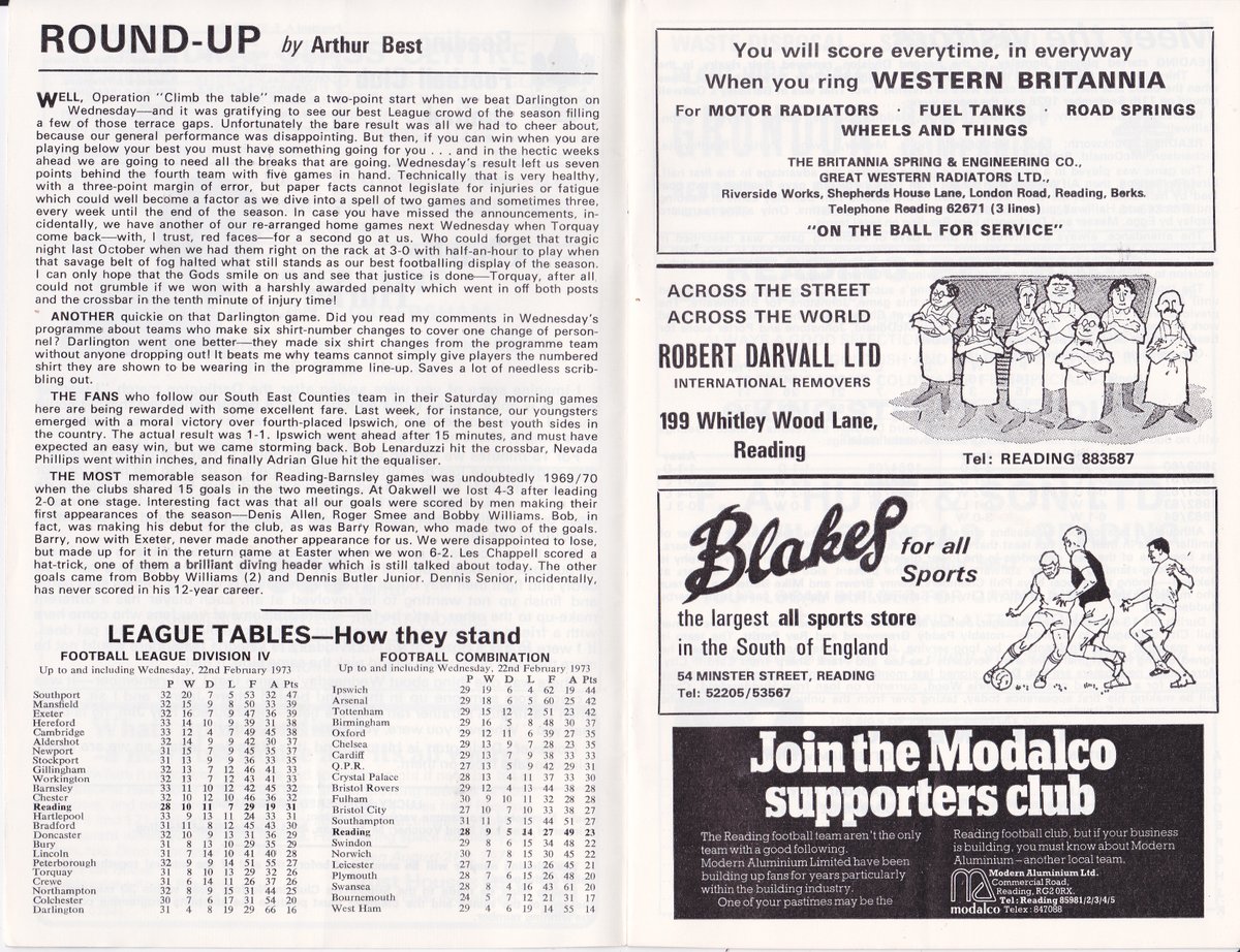HertsRoyal's tweet image. Final #readingfc home programme v #barnsleyfc, Feb &apos;73 and dour 0-0 draw in keeping with a season when we conceded only 7 league goals at home but 31 away (including 4 each at Bury and Southport), see you next season 🤞 @TheTilehurstEnd @cribsie