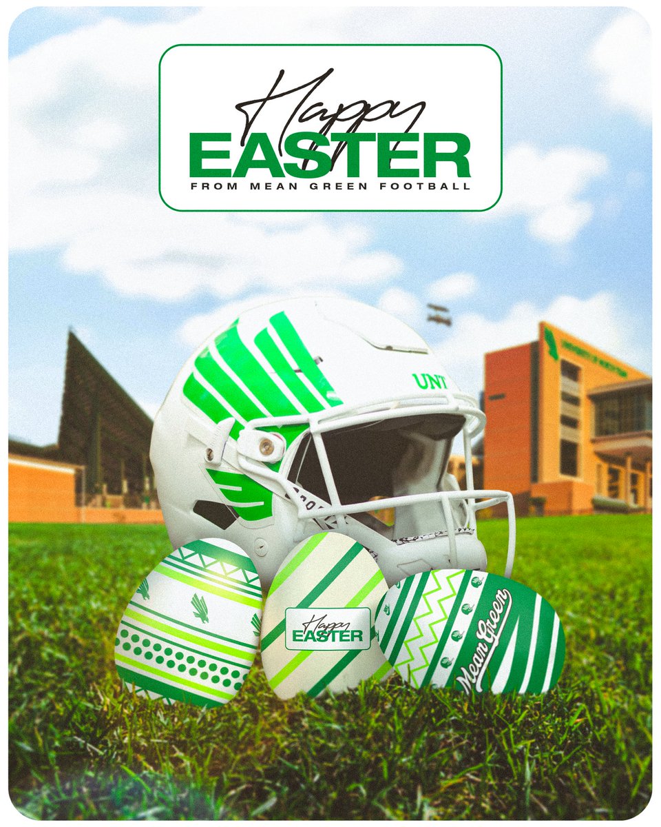 Happy Easter from our Mean Green Family to yours! He is Risen 🤍 <a href="/MeanGreenFB/">UNT Football</a>
