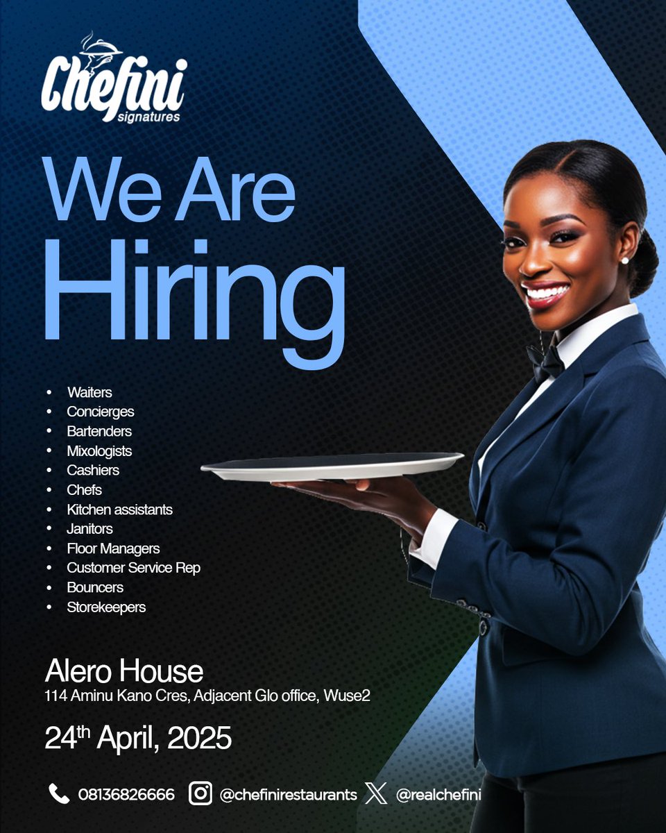 Send your CV via WhatsApp 📲 08136826666 

📍Abuja