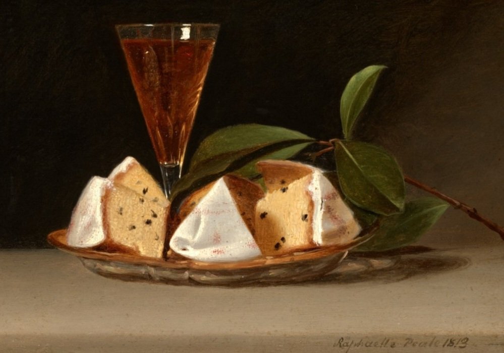 ahistoryinart's tweet photo. As one of the first artists to focus primarily on still-lifes, Raphaelle Peale is arguably the most important painter of this genre in America's history.  'Still Life with Raisin Cake,' (1813) captures the intricate detail and delicacy of Peale's best subjects. https://t.co/iwXBFrxzPs