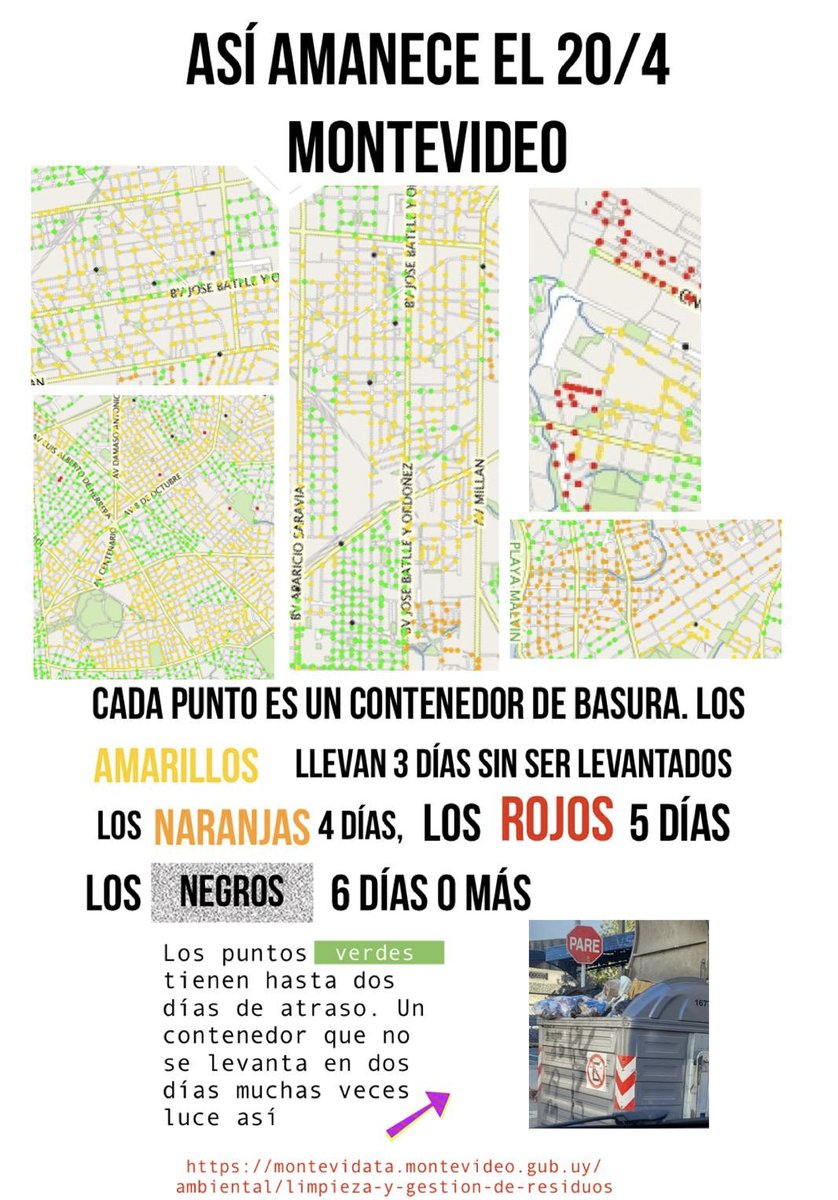JoseSatdjian's tweet photo. La basura es responsabilidad de la Intendencia.

Así amaneció Montevideo hoy 20/4/25.

Jacinto Vera, Parque Batlle y Unión 
3 días sin levantar la basura.
Aguada 3 y 4 días.
Malvín 4 días.
Lezica 3 y 5 días.

Para cambiar hay que cambiar.

#YaEstá

@MartinLemaUy Intendente. https://t.co/eIHndDHz8U