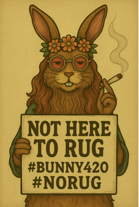 Bunny420Solana's tweet photo. 🚨 LAUNCHING TONIGHT – Bunny420 🐰💨

⏰ 4:20PM EST (22:20 CET)
📜 No presale, no team tokens
🔓 CA will drop just before launch
No rugs. Just degens, memes &amp; good vibes.
Follow + turn notifs ON 🧨

#Bunny420 #420Drop #Solana #PumpFun #FairLaunch #NoRug
🔔More info on our pag👆 https://t.co/CKe7T7kJNu