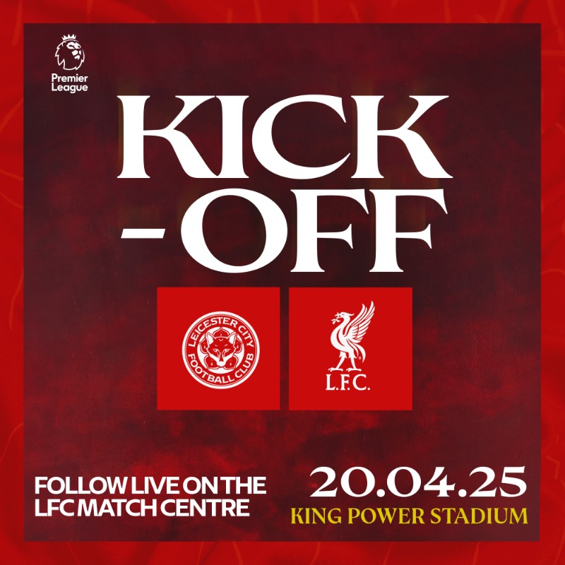 LFC's tweet photo. 1’ - We’re underway against Leicester City 👊🔴

[0-0] | #LEILIV