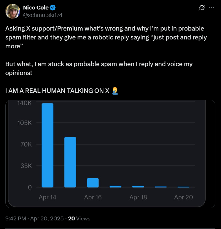 bongb3i's tweet photo. Many accounts have been labeled as 'probable spam' this past week, and I don't understand what's going on! https://t.co/tU0Pkmnz7c