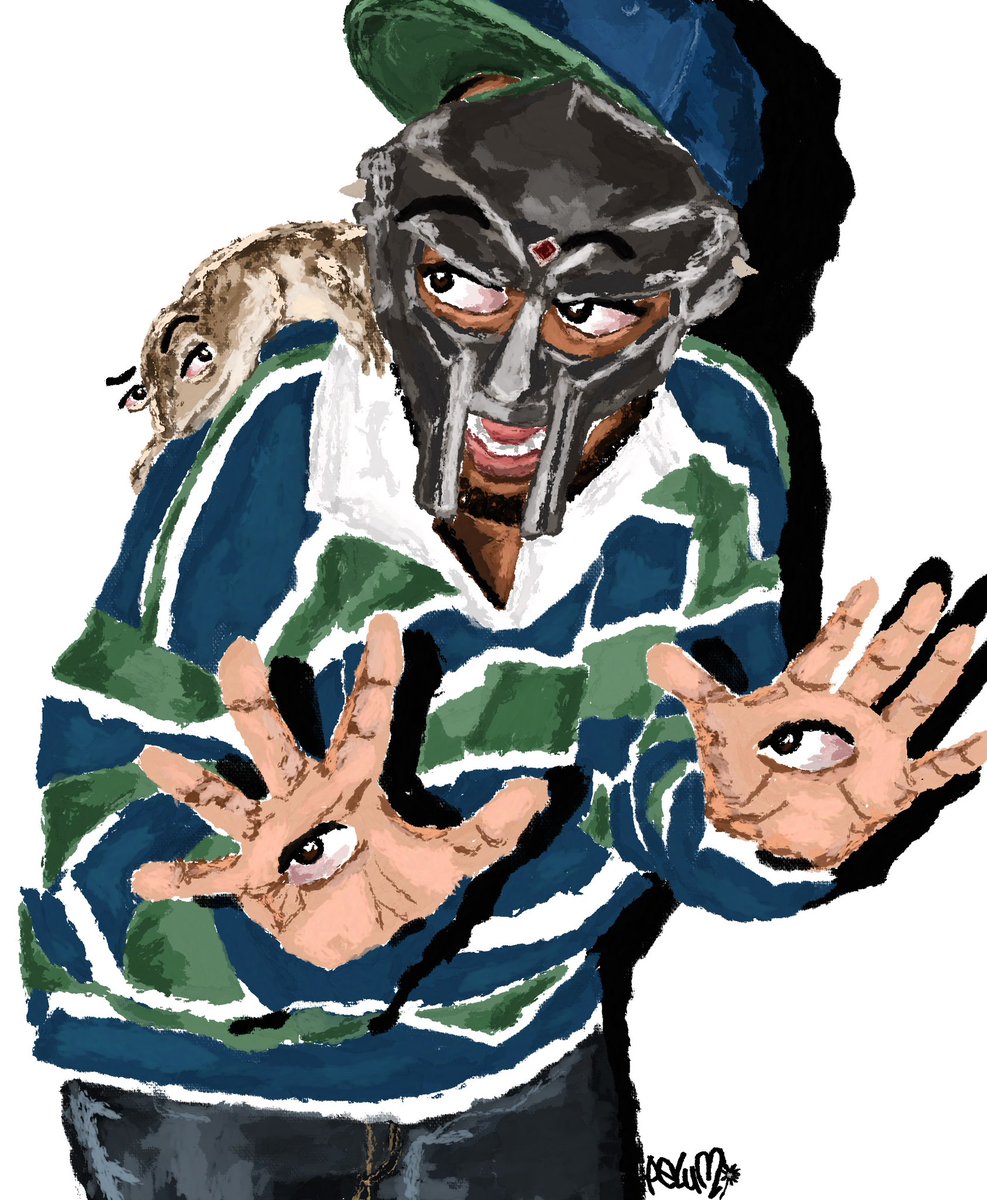 pelumipng's tweet photo. MF DOOM drawn by me, RIP! https://t.co/6DhEJiv8aL