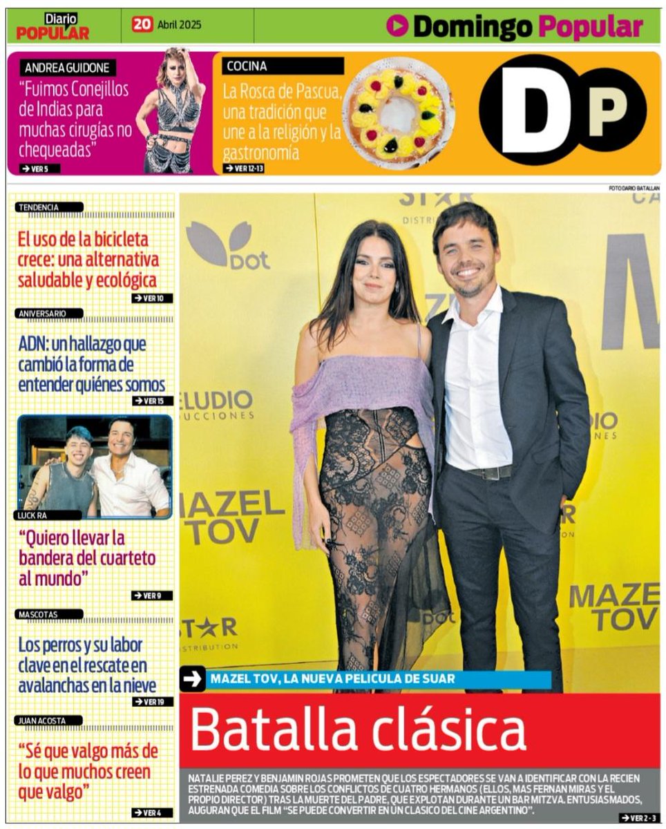 HOY- Mi Nota de Tapa #SupleDominical
<a href="/DiarioPopular_/">Diario Popular</a>
 #NATALIEPÉREZ #BENJAMÍNROJAS #LORENAVEGA
<a href="/NataliePerezz/">NATALIE</a> <a href="/BenjaminRojas_/">Benjamin Rojas</a> <a href="/LORENAVEGA/">LorenaV</a>
#BATALLACLÁSICA
*"Será clásico del cine argentino"
#MAZELTOVPelícula