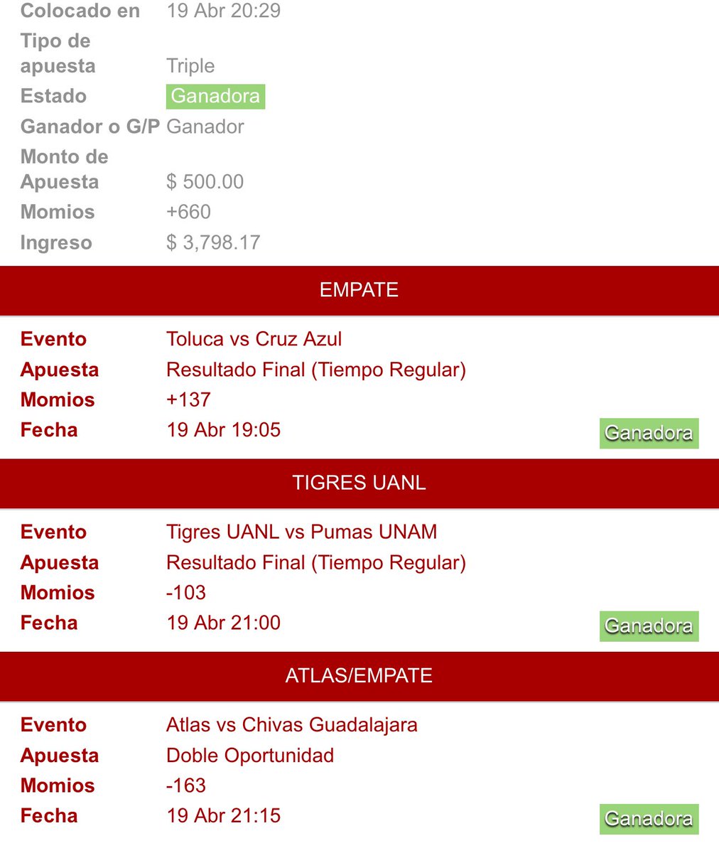 Buenos días !, ayer y hoy en la mañana se ganó en el grupo !! <a href="/calientesports/">Caliente Sports</a> #apuestasdeportivas