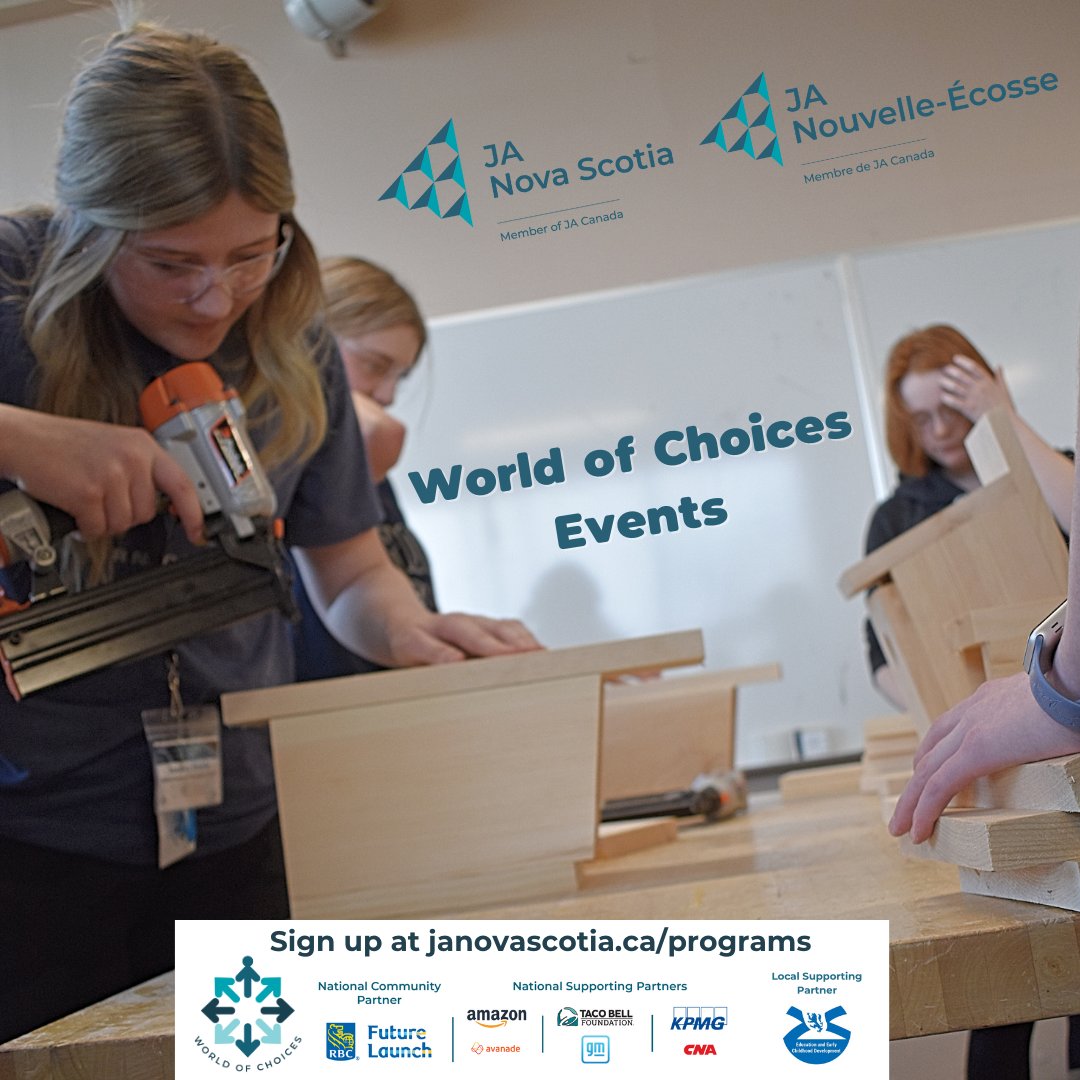 evanhickeyCFP's tweet photo. Junior Achievement’s World of Choices events are coming to NBCC and NSCC campuses. Supported by RBC Foundation, these events provide a hands-on experience for students to explore the skilled trades as a future career. https://t.co/Dxgbqi7xHi