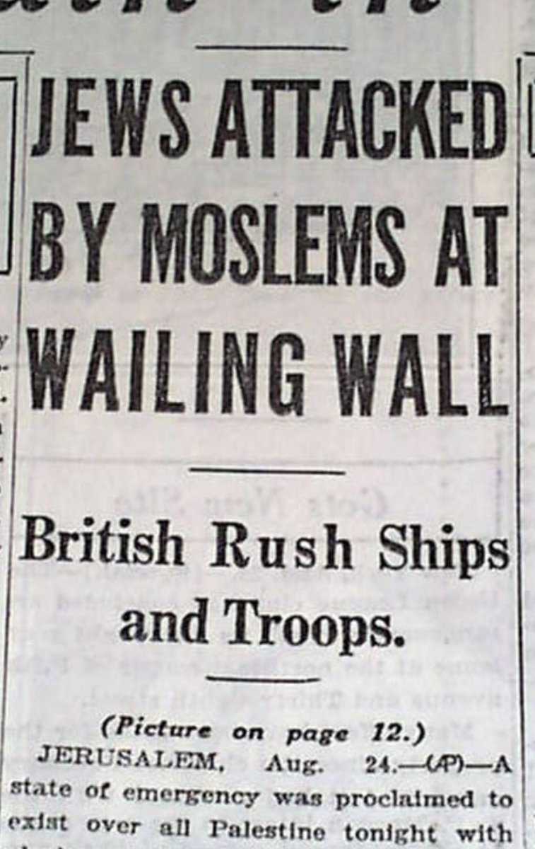 Chicago Sunday Tribune, Aug 25, 1929: “Jews Attacked by Moslems at Wailing Wall.”

No “settlements,” no “occupation,” no “nakba,” no Netanyahu. Not even a State of Israel for another 19 years.

You sure this conflict is what they claim it’s about?