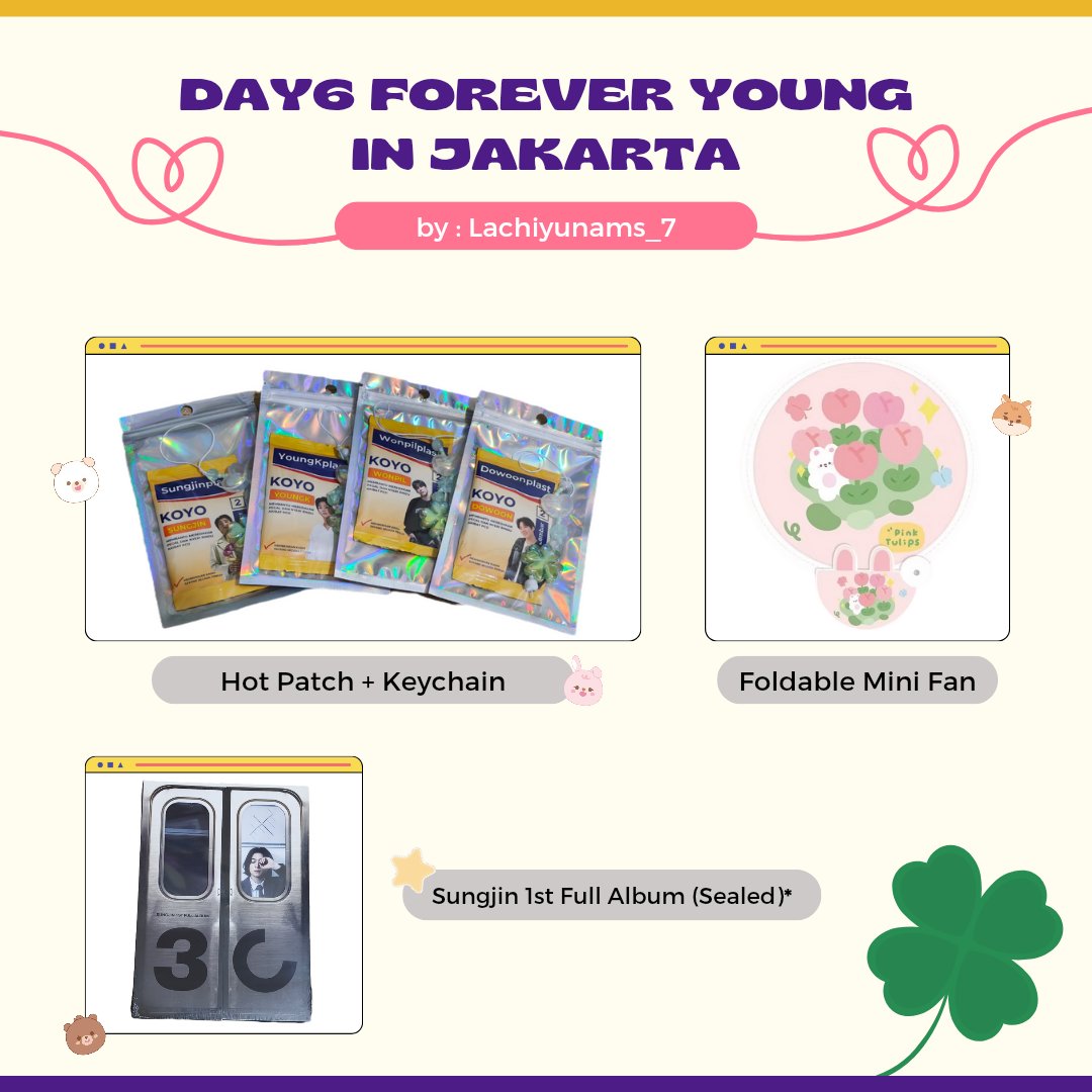 Lachiyunams_7's tweet photo. 🍀Freebies Day6 Forever Young Jakarta🍀
By: @Lachiyunams_7

🗓️ Saturday, 03 May 2025
📍GBK Madya
🕓 TBA

LIMITED QUANTITY !!

✨How to claim✨
1. Rt &amp; like are appreciated
2. Do not sell or thow it
3. Kindly tag us if you get it
4. ⚠️Sungjin 1st album is for first person only ⚠️ https://t.co/RUPb46jrOa