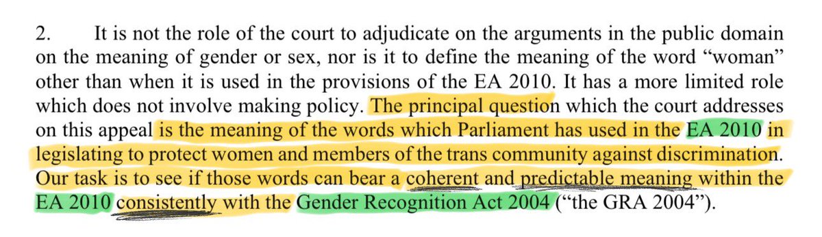 jackianpownall's tweet photo. @CurtisDaly_ @BevJacksonAuth The ruling explicitly states that its purpose was to clarify how the EA 2010 should be interpreted in a way that is consistent with the GRA 2004 — not in contradiction to it. The Court found that recognising sex-based protections under the EA does not conflict with the GRA. https://t.co/Z3VRp8CXPb