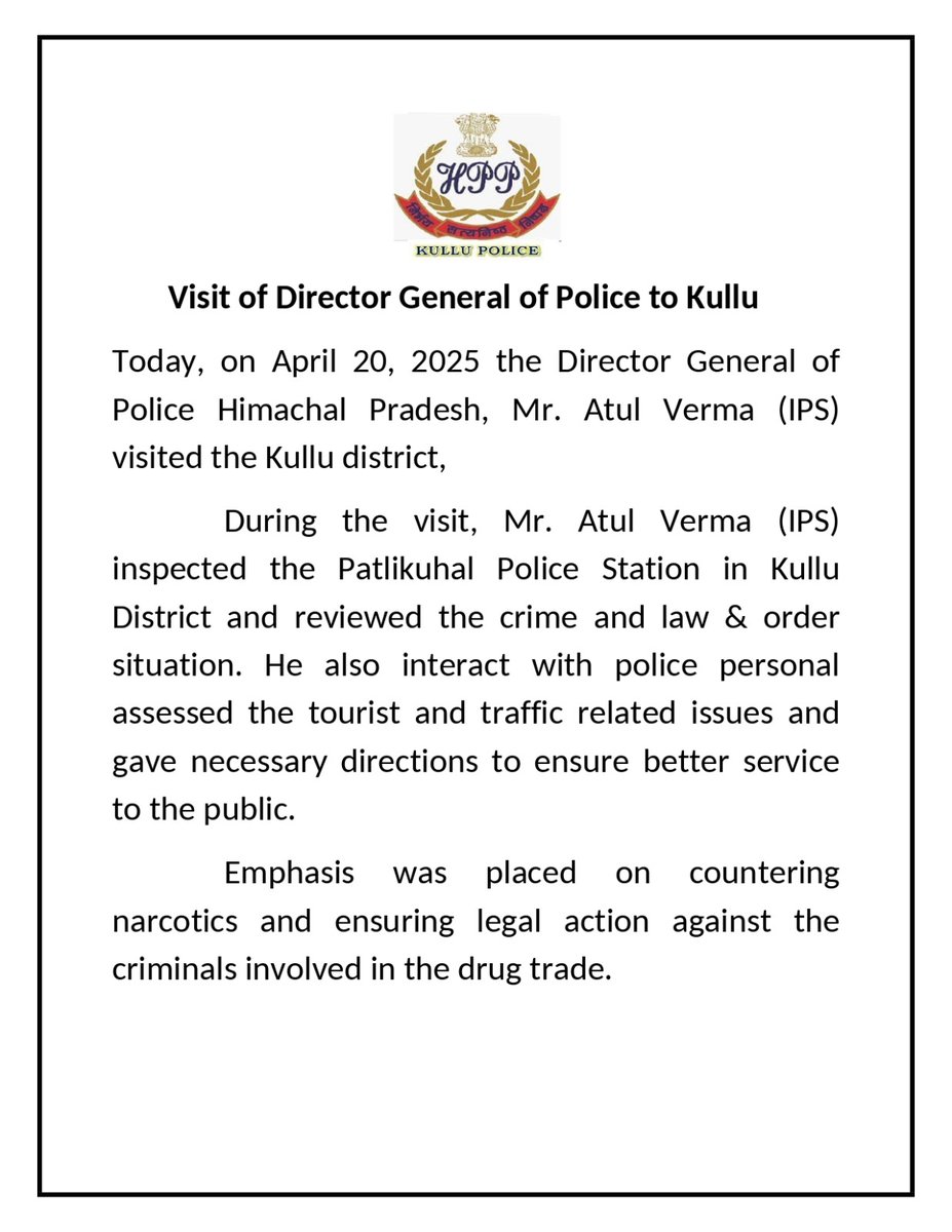 Kullu Police tweet media