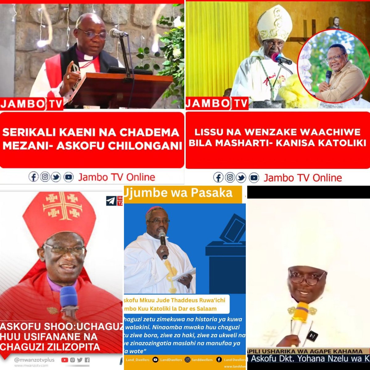 HarryGodfirst's tweet image. Baba Askofu Ruwaichi
Baba Askofu Wolfgang
Baba Askofu Shoo
Baba Askofu Chilongani
Baba Askofu Nzellu

Wote wametoa SALAMU za PASAKA kwa serikali na KUKEKEMEA utawala mbovu.

Swali huyo Raisi[SAMIA]mwenye KIBURI atasikia? Anaelewa?

@ikulumawasliano @ccm_tanzania 

#hehasrisen