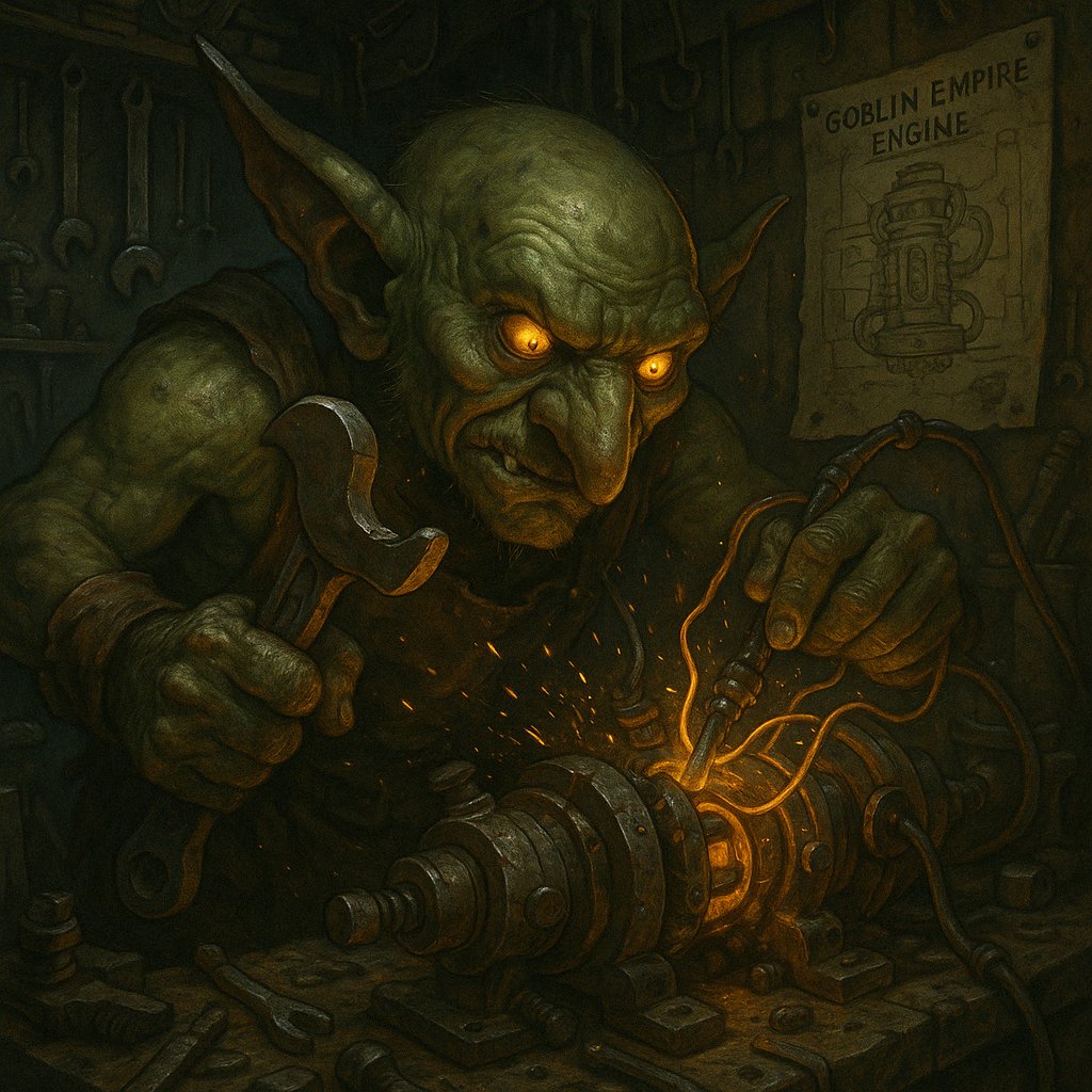 CarrionVult's tweet photo. “Grimbog’s been in the workshop for 16 straight hours.
No sleep. No food. Just sparks, metal, and madness.
The Goblin Empire Engine must run.
Or everything breaks.”
#GoblinCoin #Solana #IndieCrypto #LoreFi #BuildingInTheMud https://t.co/OwsrAlyFzs