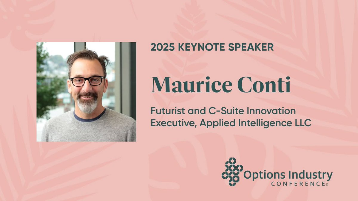 Curious about the future of AI? Maurice Conti is bringing his visionary insights to our stage at the 2025 Options Industry Conference! 

Register now to attend the conference and this unique keynote address bit.ly/3U3JNfO! #OptionsConf2025