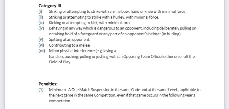 If one had to question a decision today of Liam Gordon, he didn’t speak to David Fitzgerald after his push on Cork manager Pat Ryan in the 2nd half, instead told Cork manager to drop the ball. 
Rule book very clear under Rule 7.2(b) Cat III (vii)