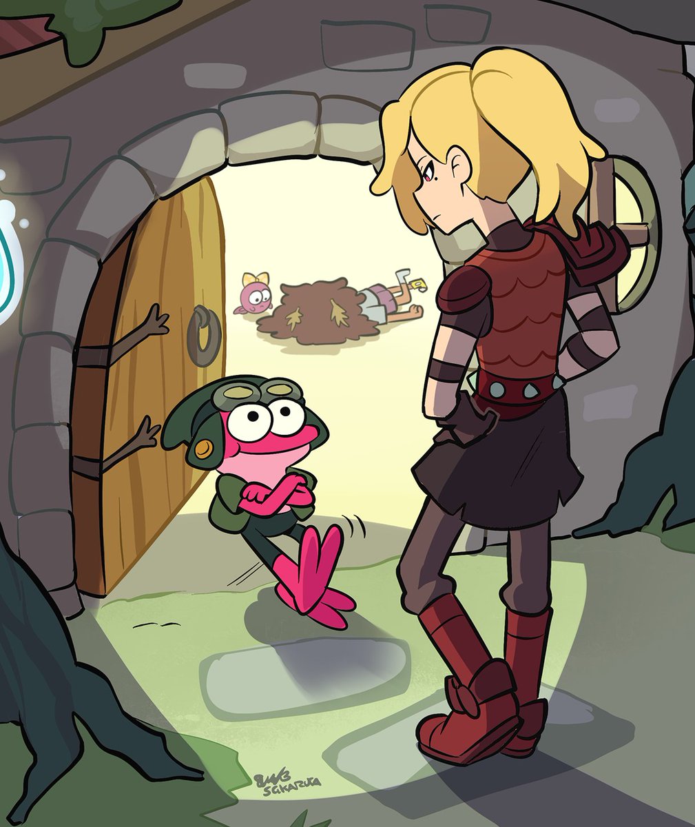 Sasha: "Hey, is Anne here?"
Sprig: "Nope!" **dances** 
-
#amphibia #amphibiafanart #fanart