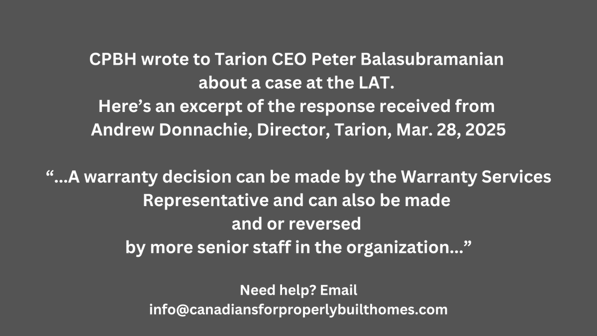 CPBH01's tweet photo. #DYK that Tarion can reverse its warranty assessment decisions? 

Why doesn't Tarion get it right the first time?

#onpoli https://t.co/NZu2AXPxG0