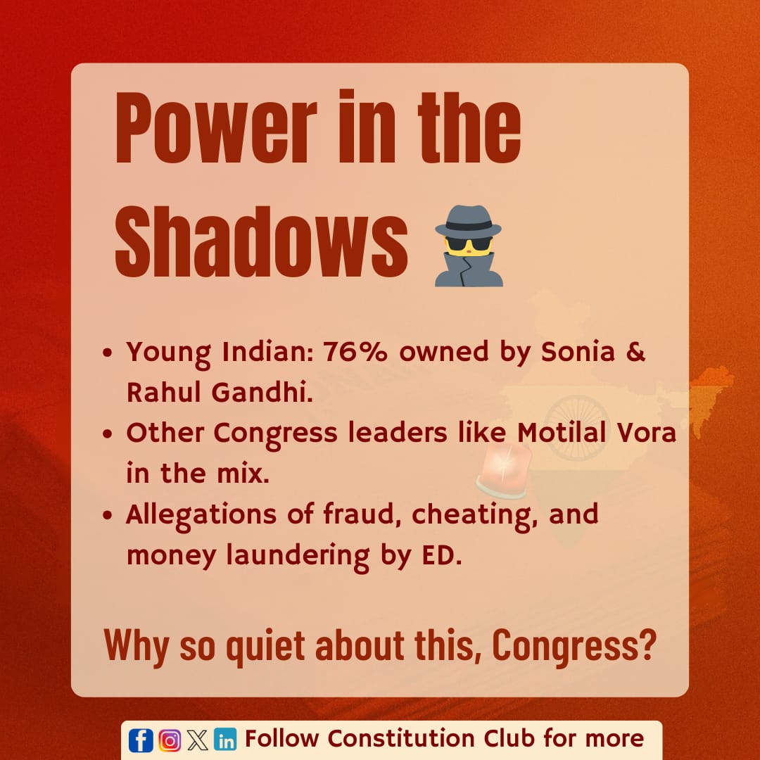CC_Mumbai's tweet photo. ED is closing in, but why the silence from the top? ⚖️ Bharat deserves answers. Now.
#NationalHeraldScam #ExposeTheTruth #JusticeForBharat #PoliticalScam #KnowTheFacts #ConstitutionClub https://t.co/zDfq4HZ0ag