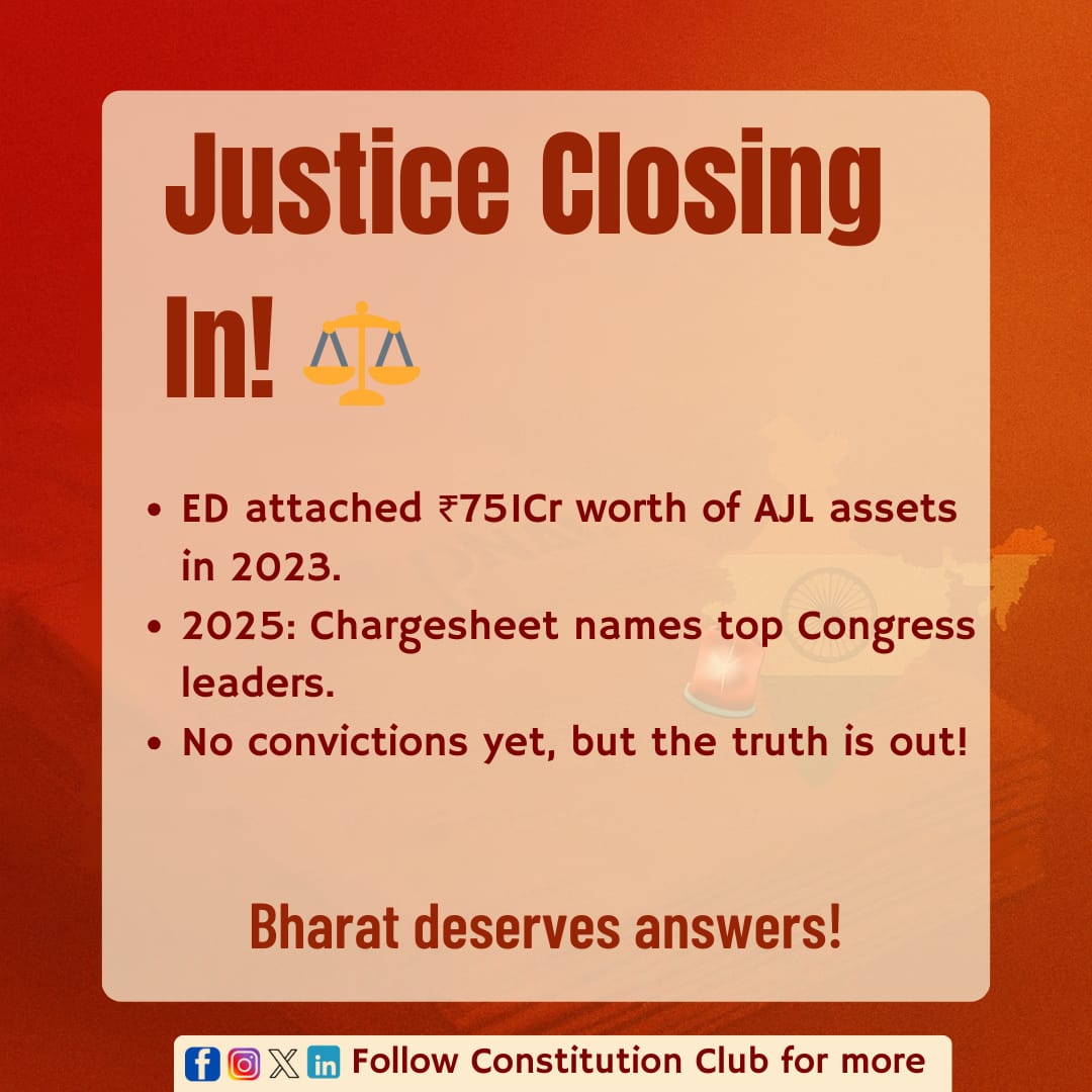 CC_Mumbai's tweet photo. ED is closing in, but why the silence from the top? ⚖️ Bharat deserves answers. Now.
#NationalHeraldScam #ExposeTheTruth #JusticeForBharat #PoliticalScam #KnowTheFacts #ConstitutionClub https://t.co/zDfq4HZ0ag