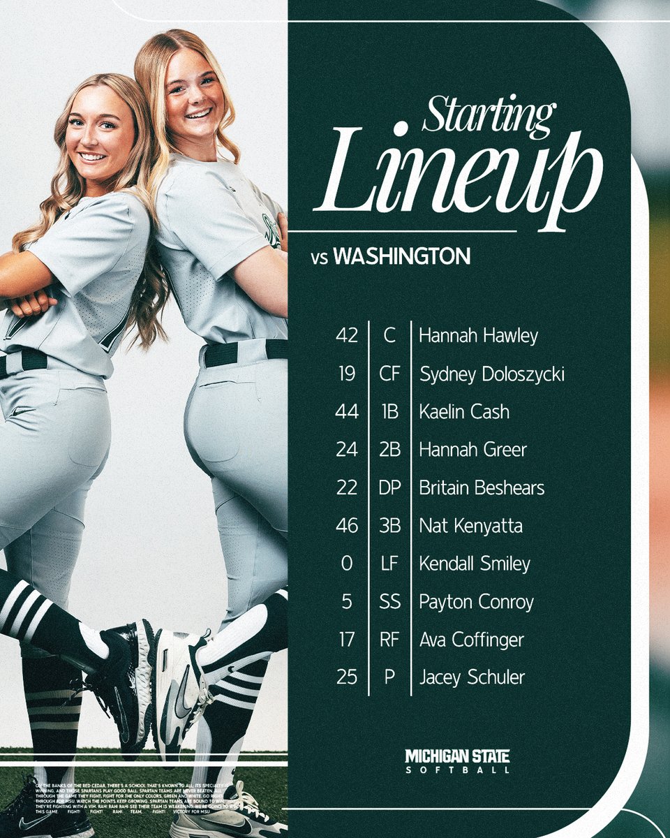 Spartan starters for game three against Washington!

#GoGreen | #SpartanUp