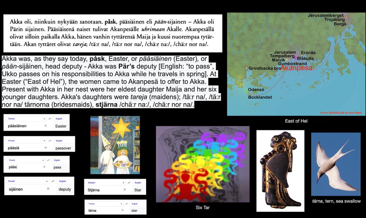 BockSagaX's tweet photo. The "pagan" origin of Easter in Scandinavia.  Springtime(vår), "God" (Ukko) would travel so world mother (Akka) would conduct celebratory events during his absence. That is why to this day Swedes dress up as witches and party on the "blue hill" https://t.co/sZUtubiemD