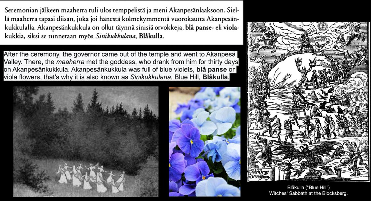 BockSagaX's tweet photo. The "pagan" origin of Easter in Scandinavia.  Springtime(vår), "God" (Ukko) would travel so world mother (Akka) would conduct celebratory events during his absence. That is why to this day Swedes dress up as witches and party on the "blue hill" https://t.co/sZUtubiemD