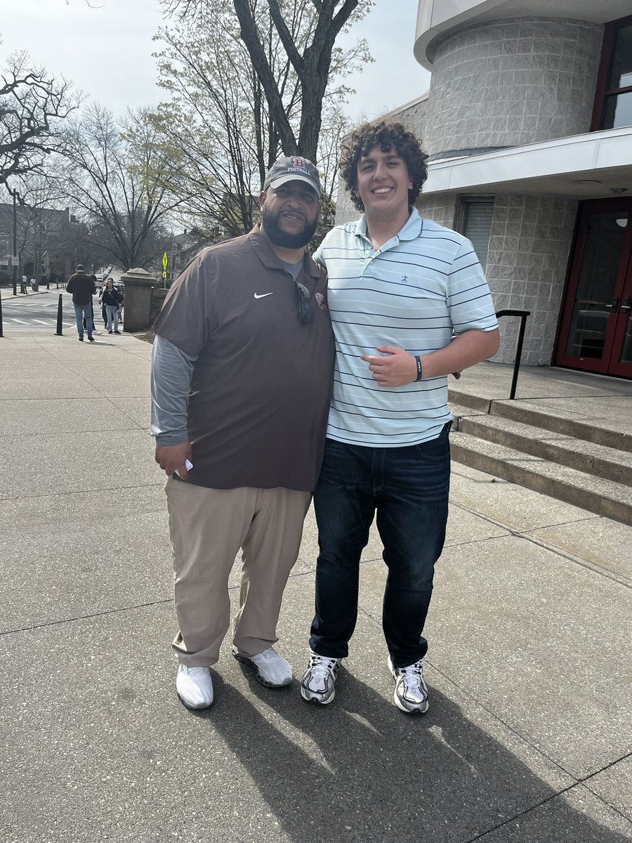 Had a great time at <a href="/BrownU_Football/">Brown Bears Football</a> JR day. Thanks <a href="/CoachEMorrissey/">Eddy Morrissey</a> for the invite. Looking forward to getting back on campus soon!
<a href="/CoachW_Edwards/">Willie Edwards</a> <a href="/FATboysOLine/">Coach Mike Dillon</a> <a href="/PR_Strength/">Patrick Reeves</a> <a href="/PFC_Football/">Premier Football Consulting</a>