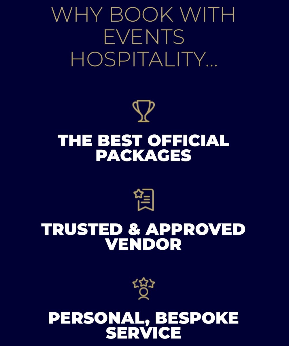 Eventshosp's tweet photo. There are so many good reasons to book with Events Hospitality. Here's just 3 of them:

1. We have access to the most exclusive tickets in town
2. We have strong and official relationships with the biggest venues in the UK
3. We offer a personal service. https://t.co/PzJAmn6KL4