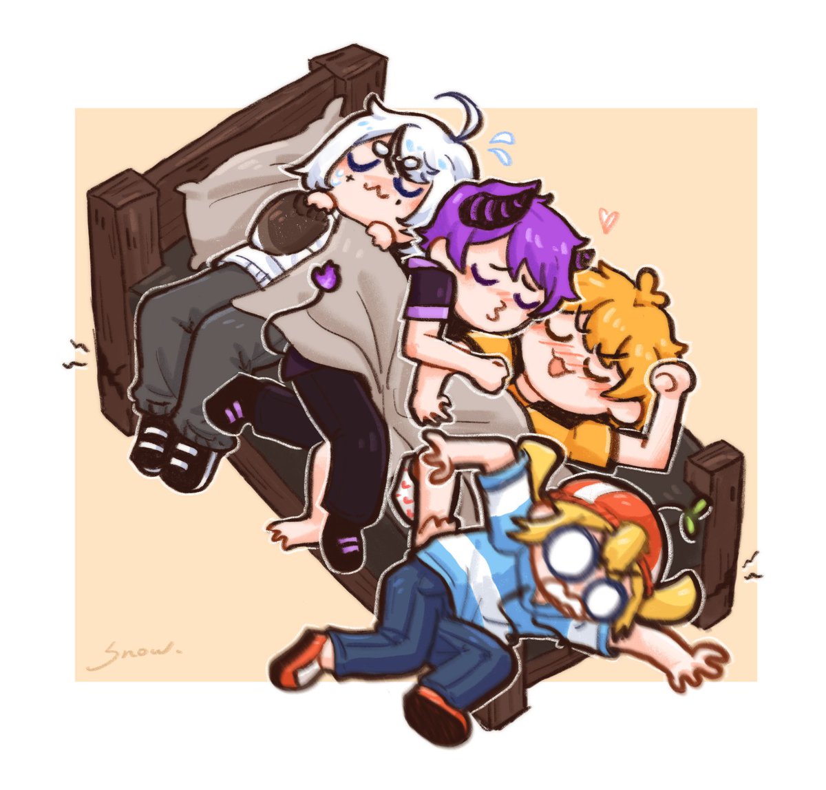 四個大男人 一張單人床👍

今天的賣草直播:D
<a href="/Ashan_kouki/">神々松🌐</a> <a href="/AChien_Kouku/">阿謙</a> <a href="/Snow0821Rabbit/">雪兔🌱努力型玩家！迷因產出中</a> <a href="/FHMolissa/">魔哩煞🐣</a> 
tag打擾了🙌

#阿神 #阿謙 #雪兔 #魔羽繪卷