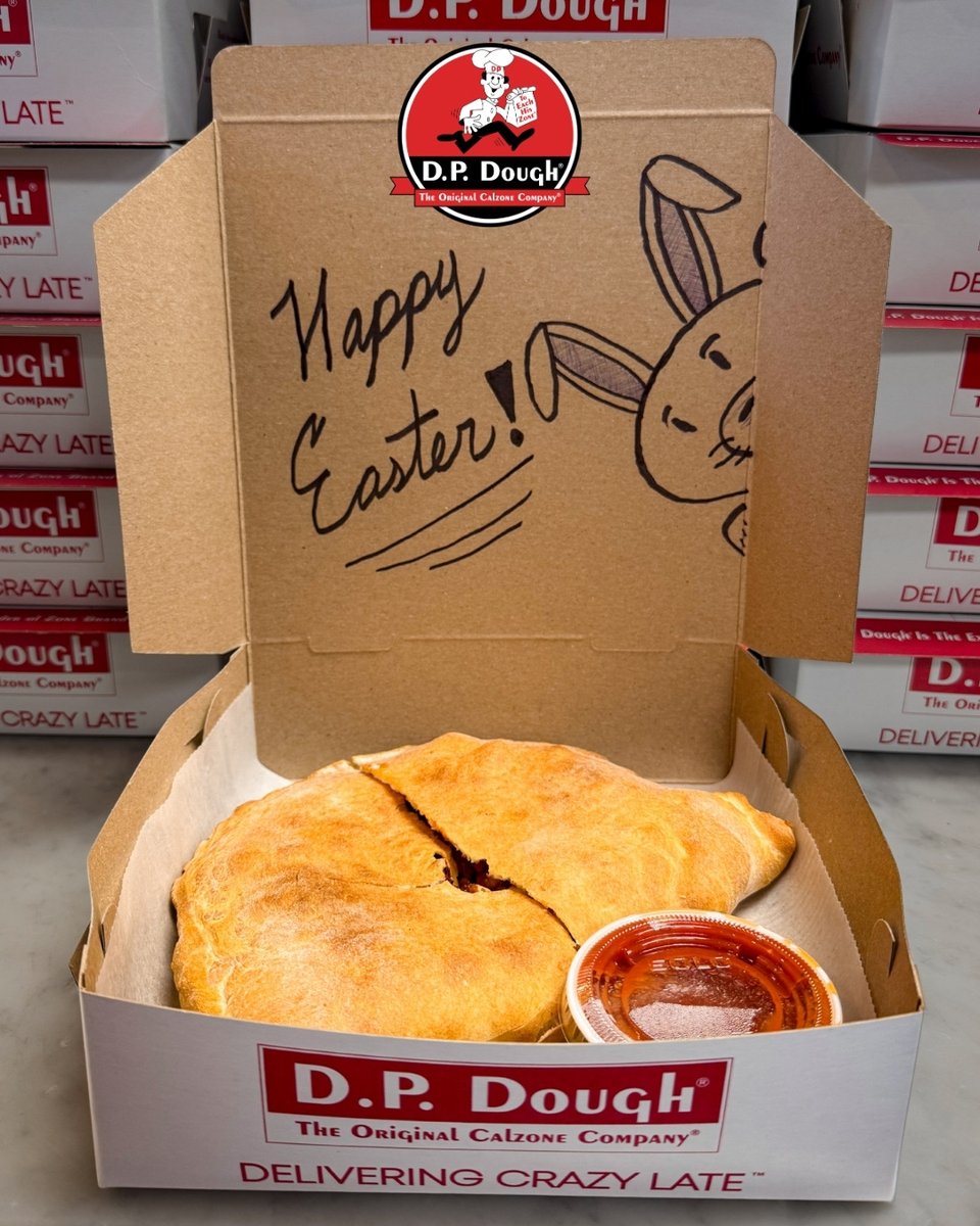 Hop into Easter with a calzone in hand! 🐰🥟Forget the bunny, this year the real egg-citement is in our stuffed calzones. Order now—no hopping required!

Order on our app📱 or online at dpdough.com