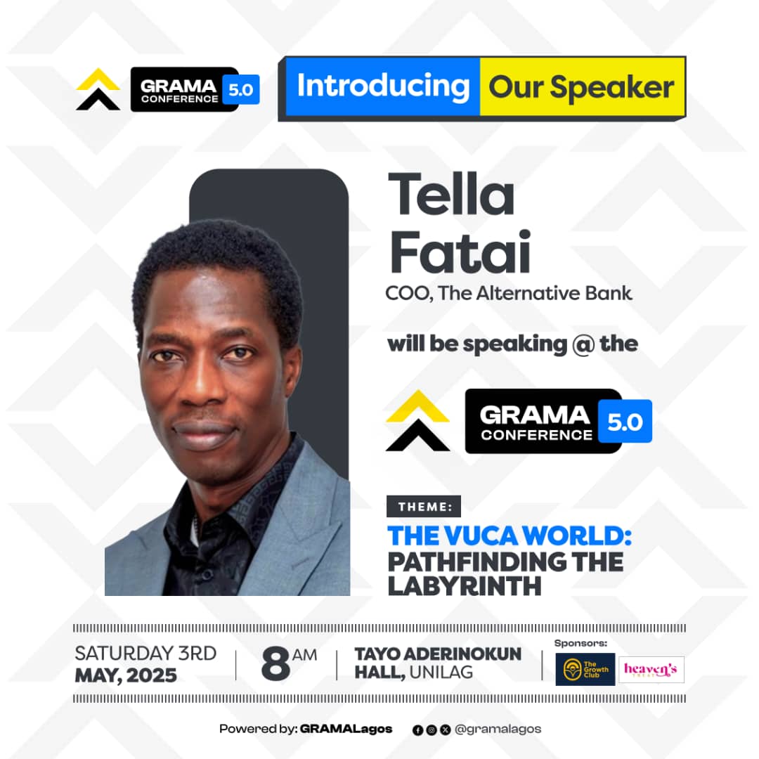 GRAMALagos's tweet photo. Introducing Fatai Tella, COO of The Alternative Bank!

A leader in digital transformation, operational efficiency, and ethical finance.

At #GRAMAConference2025, he’ll share strategies for navigating the VUCA world.

Get ready to learn from a game-changer! https://t.co/eF6aWcbWAU