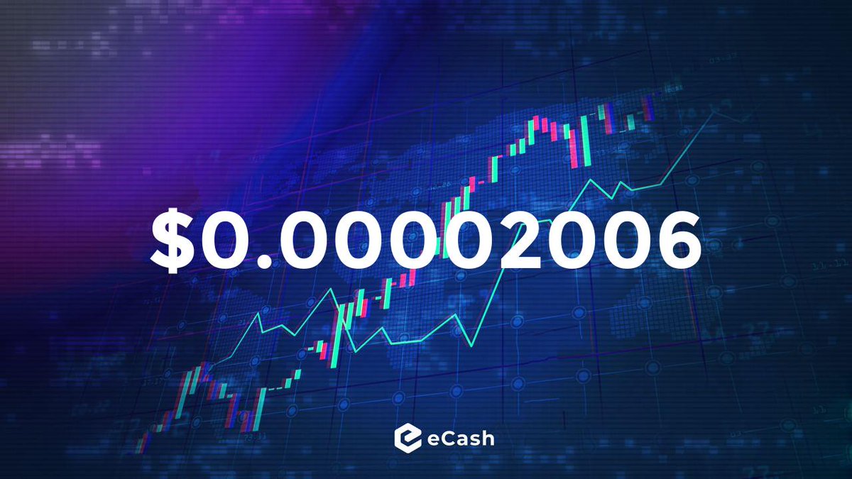 eCashTracker's tweet image. 📈 eCash $XEC Price Update 

Current Price: $0.00002006
Price Change (%) 1h: -0.36%
Price Change (%) 24h: -0.03%
Market Cap: $398M
Volume 24h: $15.7M
CMC Rank: 116

 💵 Total Crypto Market Cap: $2.66T
